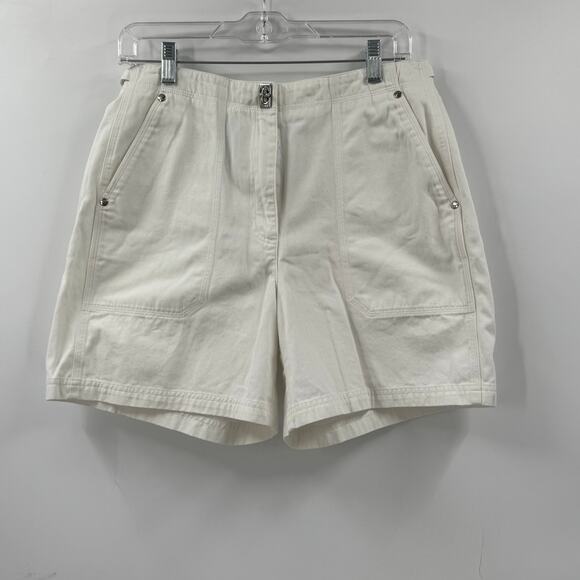 LRL White Cotton Silver hardware high rise shorts - Picture 1 of 9